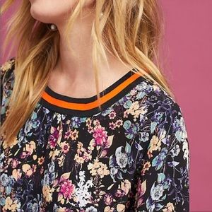 Rdalamal Floral Top Size 12 With Striped Trim!